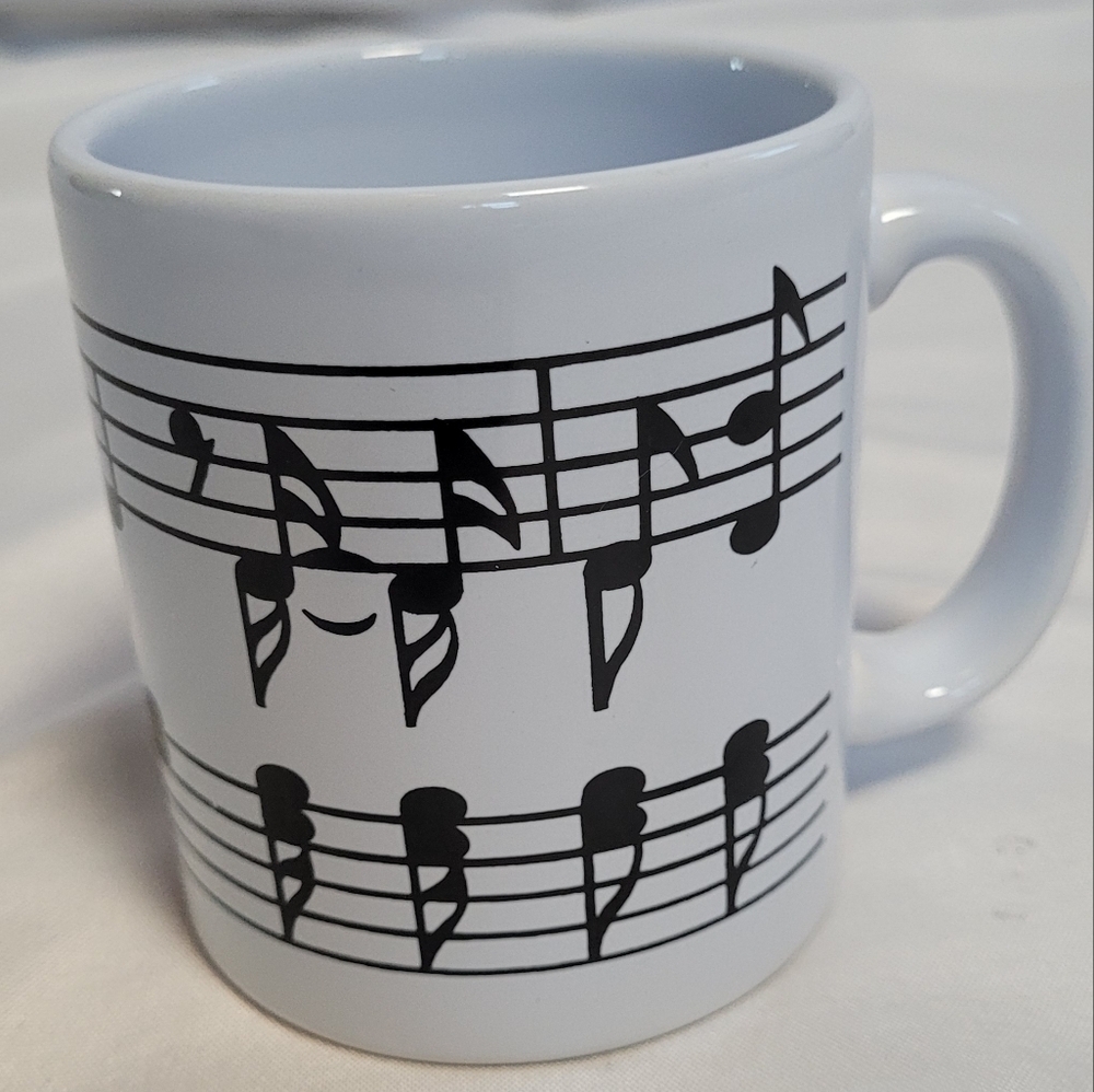 Vintage Waechtersbach Musical Notes White Coffee Mug West Germany
